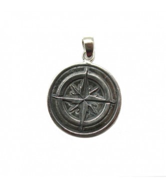 PE001402 Genuine sterling silver pendant Compass solid hallmarked 925